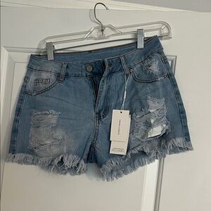 Women’s Distressed Light Blue Denim Shorts